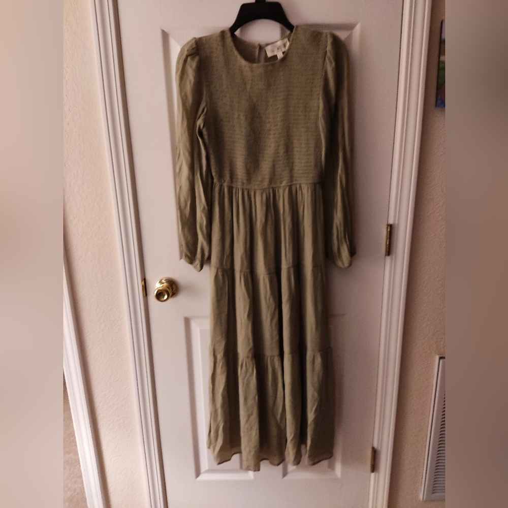 Sweet Wanderer Women's Dress Size S Olive Green Long Flowy Cottage Country style